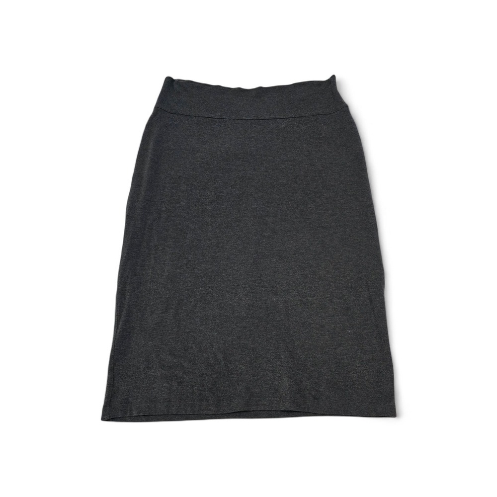 Eileen Fisher Charcoal Grey Knit Midi Skirt Size L G Tencel Blend